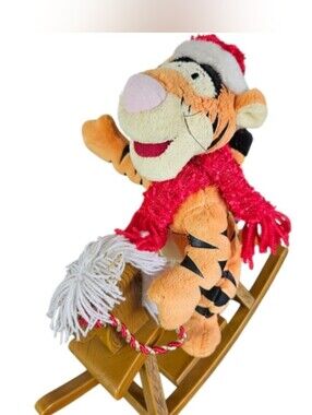 Disney Christmas Singing Tigger Horse Plush Animated Musical Toy 12" Winnie Pooh